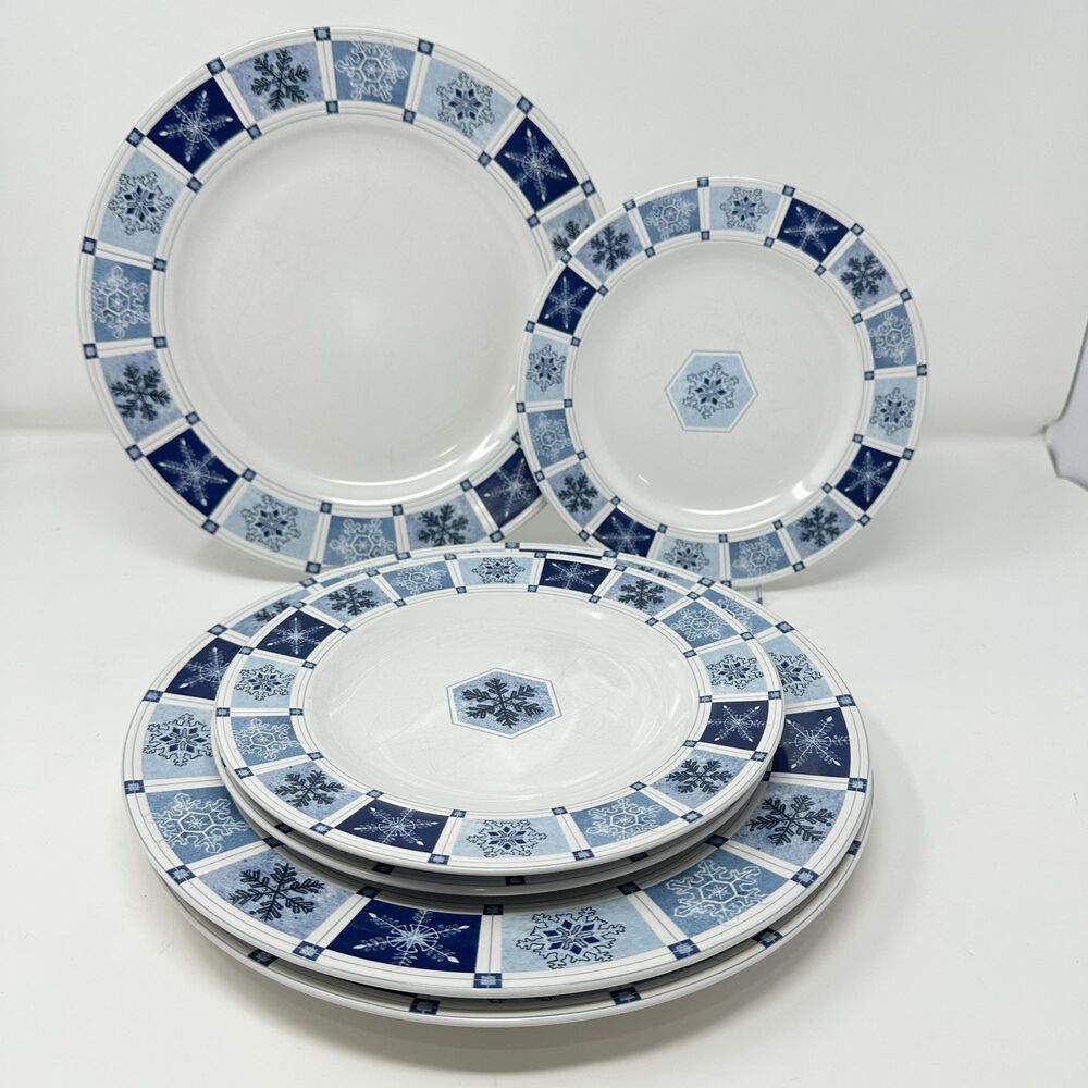 Vintage Sakura Winter Frost Snowflake Plates  3 Dinner & 3 Salad/Dessert Plates